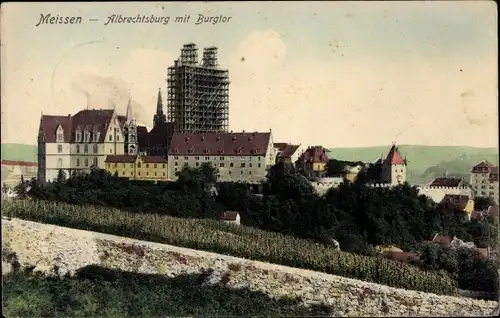 Ak Meißen an der Elbe, Albrechtsburg mit Burgtor