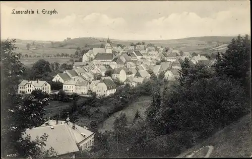 Ak Lauenstein im Müglitztal Altenberg, Blick auf Ortschaft und Umgebung