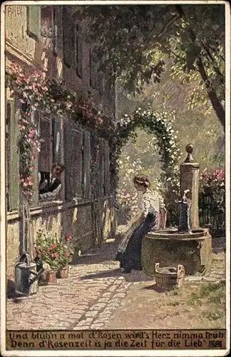 Lied Künstler Ak Hey, Paul, Volksliedkarte Nr 48, Und blühn a mal d'Rosen