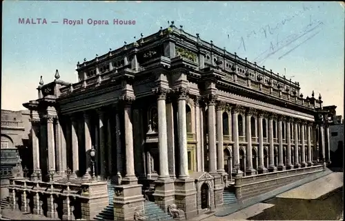 Ak Valletta Malta, Royal Opera House, Blick auf das Opernhaus