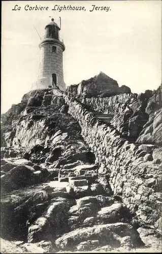 Ak Gorey Channel Island Jersey, La Corbiere Leuchtturm