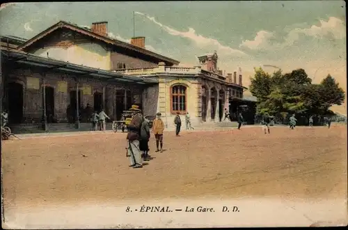 Ak Épinal Lothringen Vosges, La Gare