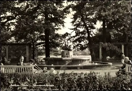 Ak Zwickau in Sachsen, Schwanenbrunnen