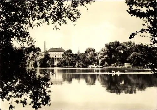 Ak Zwickau in Sachsen, Schwanenteich mit Klubhaus Grubenlampe