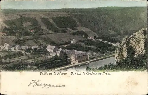 Ak Freyr Hastière Wallonien Namur, Vue sur le Chateau, Vallee de la Meuse