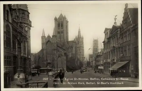 Ak Gand Gent Ostflandern, St. Niklaas Kerk, Belfort, St. Baaf's Hoofdkerk