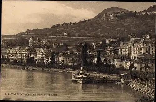 Ak Montreux Kt. Waadt, Le port et le quai, Hafen