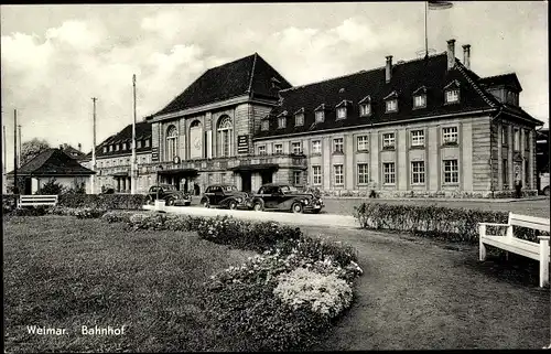 Ak Weimar in Thüringen, Bahnhof