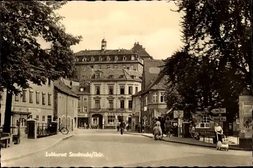 Ak Stadtroda in Thüringen, Straßenpartie, Konsum