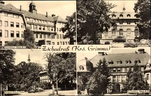 Ak Zschadraß Colditz in Sachsen, August-Bebel-Platz, Kulturhaus, Heilstätten Haus A36, B 19