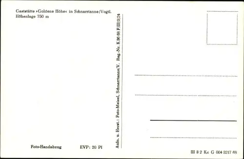 Ak Schnarrtanne Auerbach im Vogtland, Gaststätte Goldene Höhe