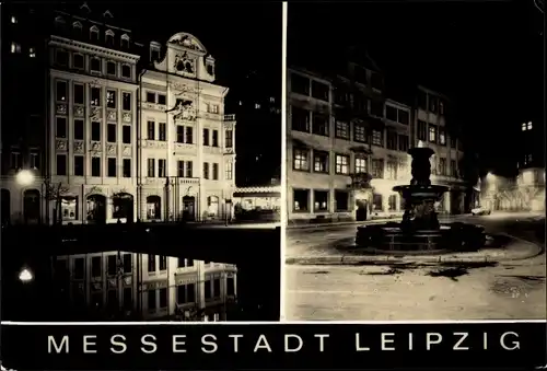 Ak Leipzig in Sachsen, Romanushaus am Sachsenplatz, Kaffeebaum, bei Nacht