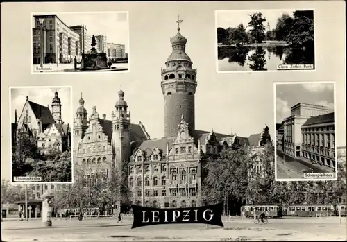 Ak Leipzig in Sachsen, Roßplatz, Clara-Zetkin-Park, Schauspielhaus, Thomaskirche