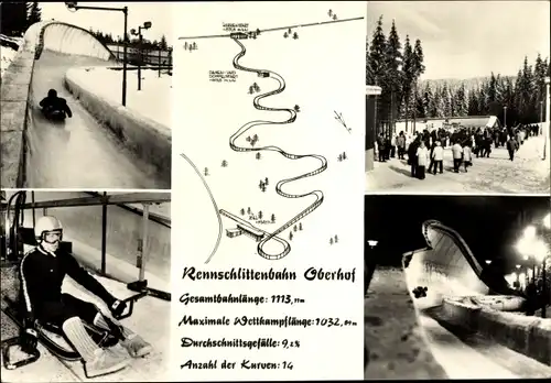 Ak Oberhof im Thüringer Wald, Rennschlittenbahn