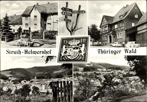 Ak Struth Helmershof Floh Seligenthal im Thüringer Wald, Wappen, Häuser, Panorama, Schilderbaum