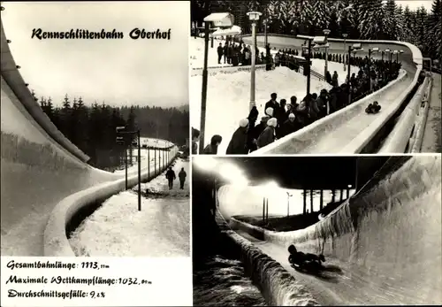 Ak Oberhof im Thüringer Wald, Rennschlittenbahn