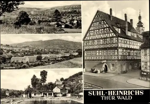 Ak Heinrichs Suhl in Thüringen, Teilansicht, Auegelände, Bad, Rathaus