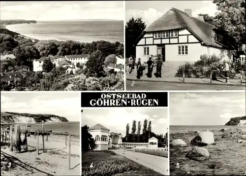Ak Ostseebad Göhren auf Rügen, Heimatstube, Südstrand, Steilküste, Konzertplatz