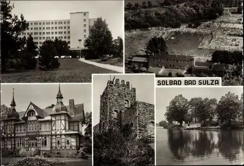 Ak Bad Sulza in Thüringen, Blick von der Sonnenburg, Gondelteich, Wismutsanatorium