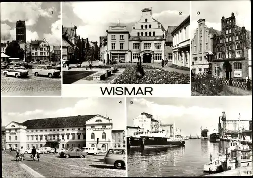 Ak Hansestadt Wismar, Markt, Krämerstraße, Alter Schwede, Rathaus, Hafen