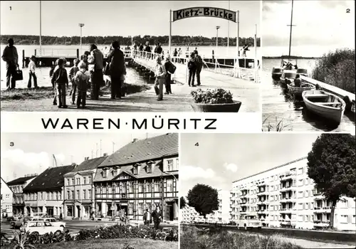 Ak Waren an der Müritz, Kietzbrücke, Marktplatz, Neubauten, An der Müritz