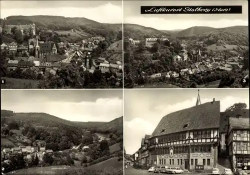 Ak Stolberg im Harz, Blick von der Tutherbuche, Zechental, Rathaus, Panorama