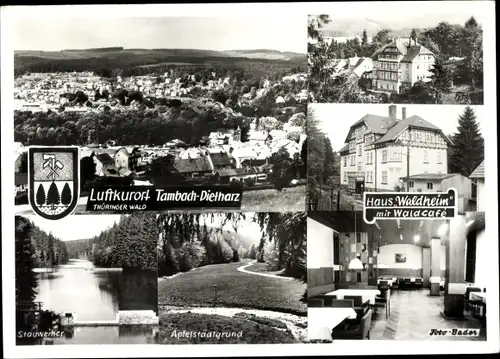 Ak Tambach Dietharz in Thüringen, Stauweiher, Apfelstädtgrund, Haus Waldheim mit Waldcafe