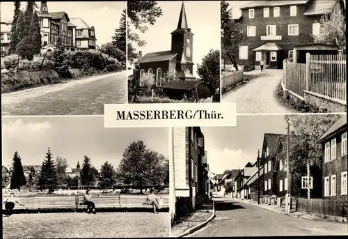 Ak Masserberg in Thüringen, Hotel Kurhaus, Kirche, FDGB-Erholungsheim Schöne Aussicht, Kurpark