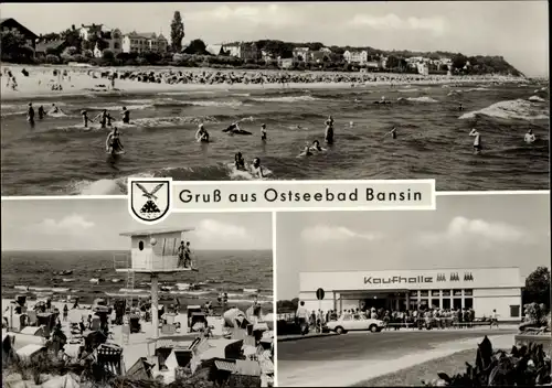Ak Ostseebad Bansin Heringsdorf auf Usedom, Strand, Kaufhalle