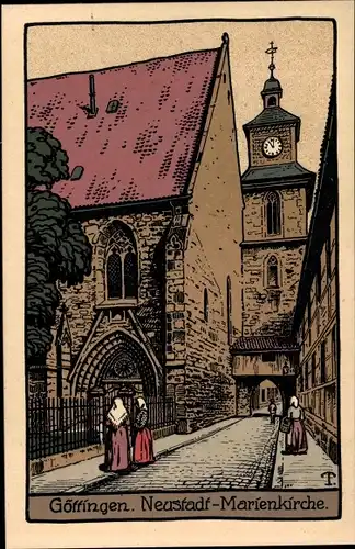 Steindruck Ak Göttingen in Niedersachsen, Neustadt Marienkirche