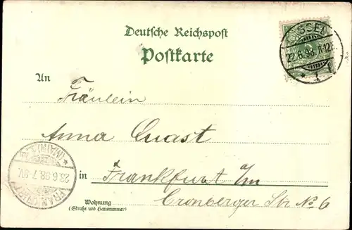 Litho Kassel in Hessen, Orangerie, Marmorbad, Löwenburg, Fuldabrücke, Unter Neustadt