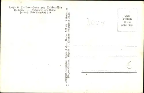 Ak Rodenberg in Niedersachsen, Gast und Pensionshaus zur Windmühle, Klinke & Co. 17790