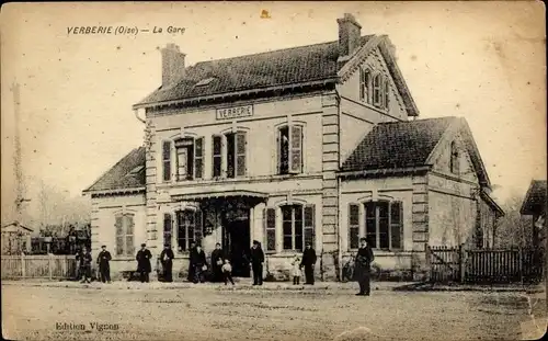 Ak Verberie Oise, La Gare