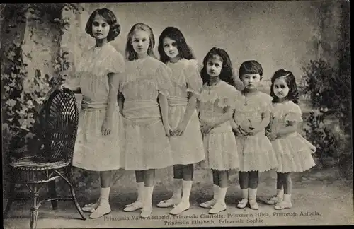 Ak Prinzessinnen von Luxemburg, Maria Adelheid, Charlotte, Hilda, Antonia, Elisabeth, Sophie