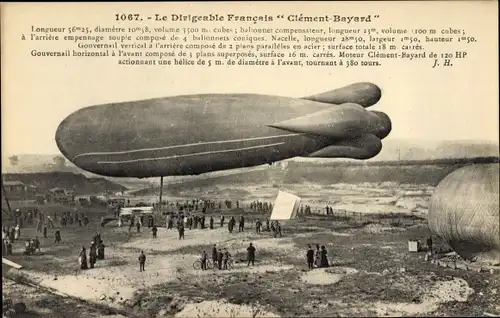 Ak Das französische Luftschiff Clément Bayard
