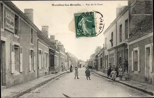 Ak Marolles les Braults Sarthe, Rue de la Gare