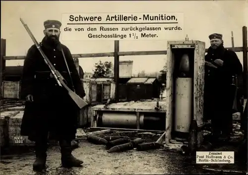 Ak Schwere Artillerie-Munition, von den Russen zurückgelassen, I WK