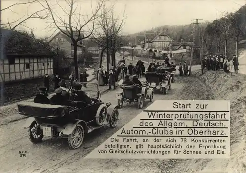 Ak Start zur Winterprüfungsfahrt des ADAC im Oberharz