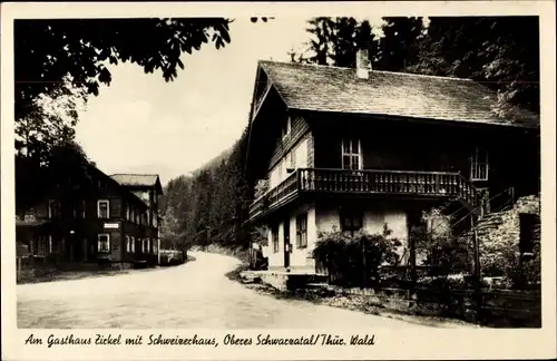 Ak Zirkel Mellenbach Glasbach in Thüringen, Schwarzatal, Gasthaus Zirkel, Schweizerhaus