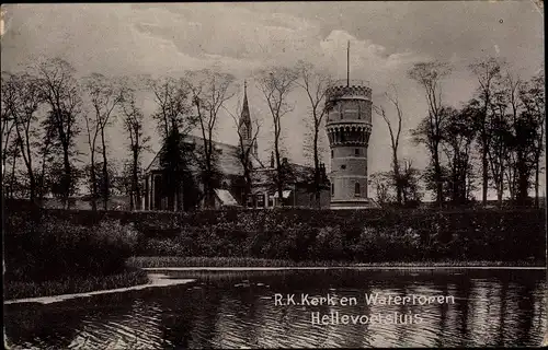 Ak Hellevoetsluis Südholland, Kirche, Wasserturm