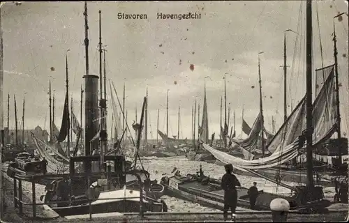 Ak Staveren Stavoren Friesland Niederlande, Hafen, Fischerboote
