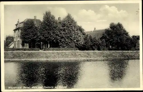 Ak Wapenveld Gelderland, Reformierte Kirche, Pastorat, Schule