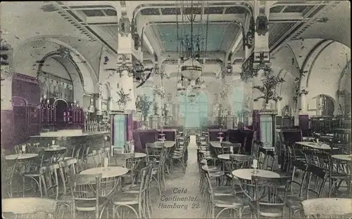 Ak Hamburg Mitte Altstadt, Cafe Continental, Innenansicht