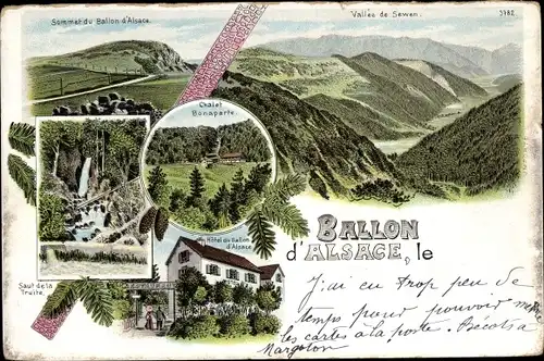 Litho Ballon d'Alsace Vosges, Vallee de Sewen, Sommet, Chalet Bonaparte