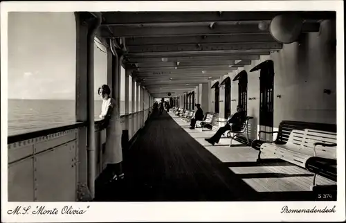 Ak Passagierschiff MS Monte Olivia, Promenadendeck, HSDG
