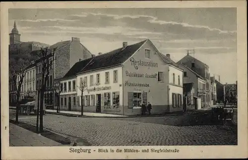 Ak Siegburg an der Sieg, Mühlenstraße, Siegfeldstraße, Restauration, Delikatessengeschäft