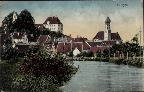 Ak Burgau in Schwaben, Teilansicht, Kirche