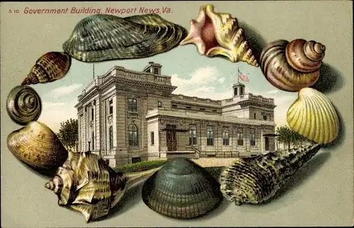 Muschel Passepartout Litho Newport News Virginia USA, Government Building