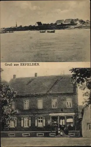 Ak Erfelden Riedstadt Hessen, Kaufhaus Jul. Sternfels, Teilansicht, Rhein