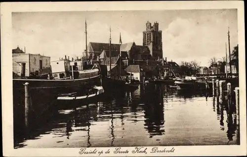 Ak Dordrecht Südholland Niederlande, Blick zur Kirche